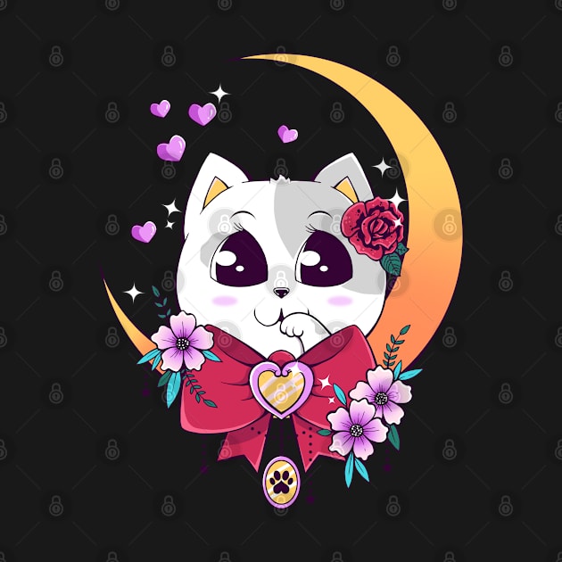 Kawaii Moon Kitty by CraftyCatz