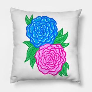 Pink and blue flowers Pillow