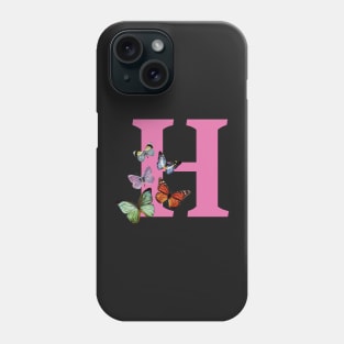 Letter pink H with colorful butterflies Phone Case