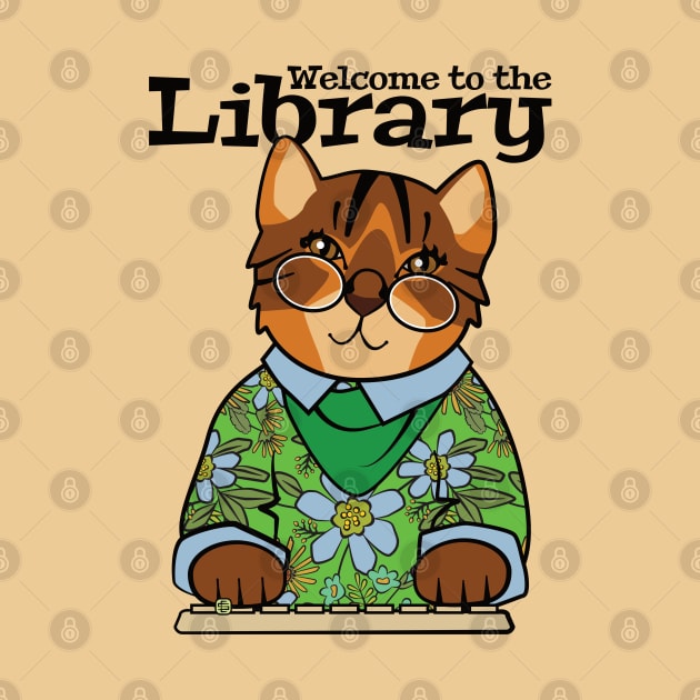 Welcome to the Library Brown Cat by Sue Cervenka