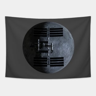 ISS over Moon. 8K High Detail. Tapestry