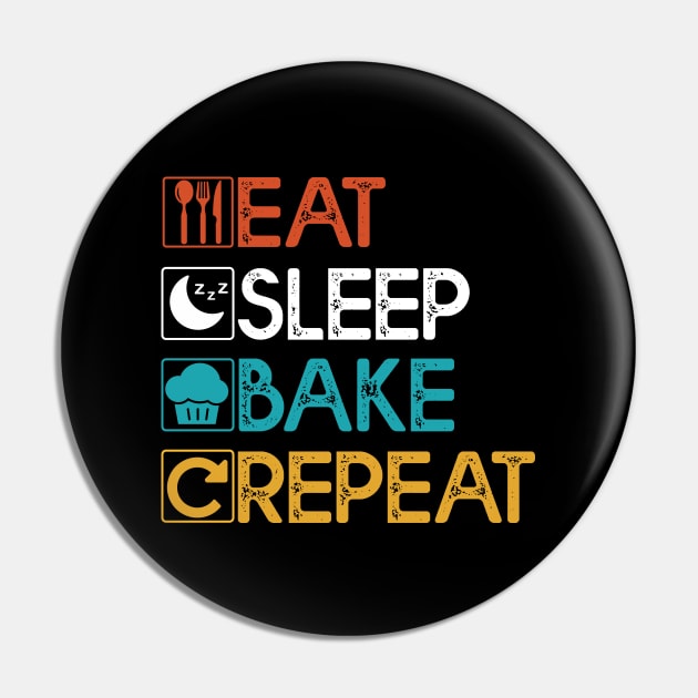 Eat Sleep Bake Repeat Gift Baking Lovers Gift Pin by mommyshirts