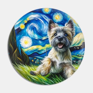 Starry Cairn Terrier Dog Portrait - Pet Portrait Pin