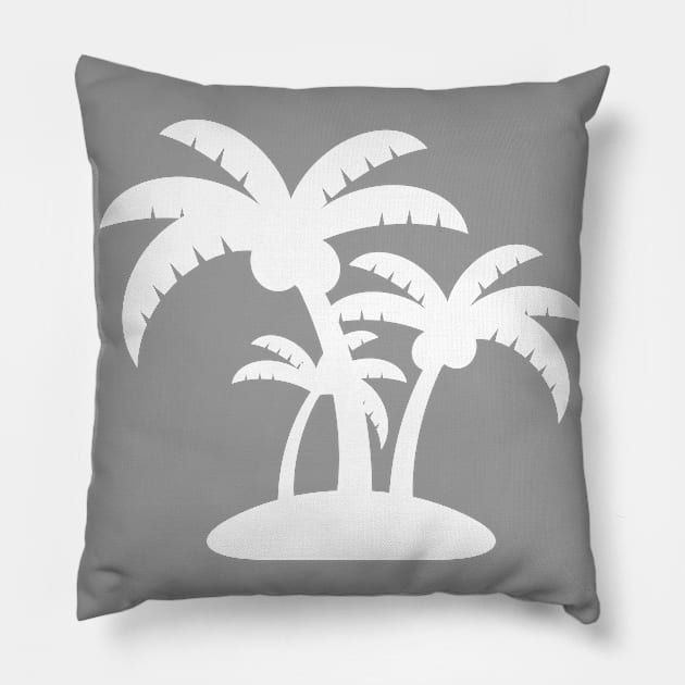 White Coconut Tree Summer Tropic Design on Gray Pillow by Syressence