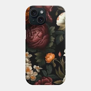 Dutch Nocturne: Luminous Floral Pastoral on Black Canvas Phone Case