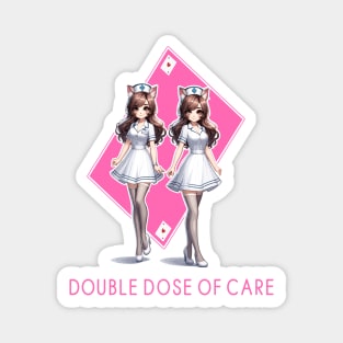 Twin Cat Nurses,  Double Dose of Care Art Magnet