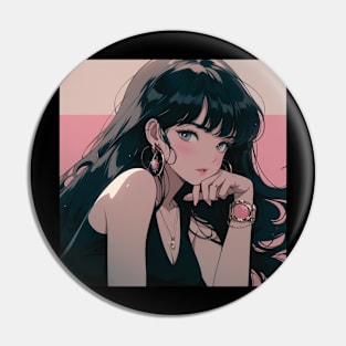 Dreamy female character retro Pin