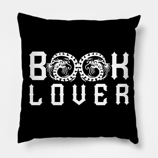 Book lover dragon fantasy Pillow by All About Nerds