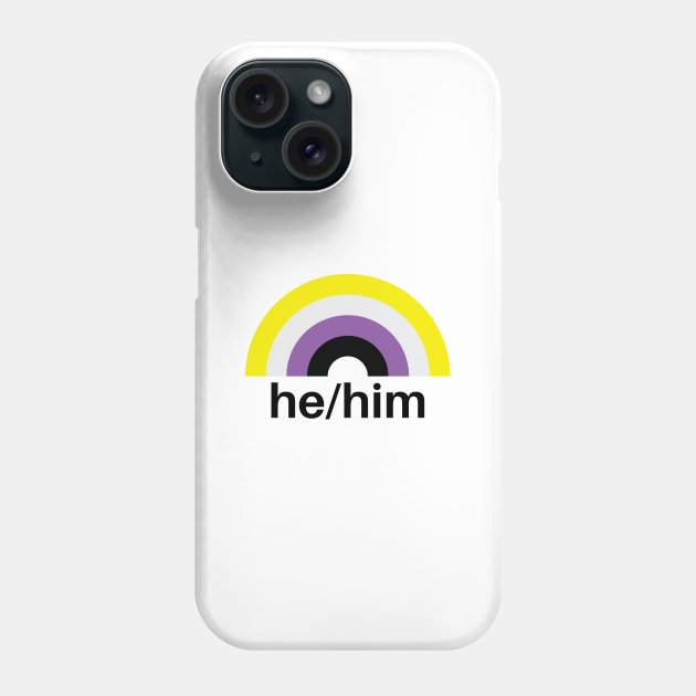 He/Him Pronouns Nonbinary Rainbow Phone Case by lavenderhearts