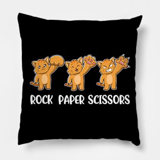 Rock Paper Scissors Funny Cat Gift Pillow