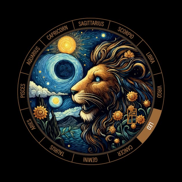 ZODIAC Leo - Astrological LEO - LEO - ZODIAC sign - Van Gogh style - 10 by ArtProjectShop