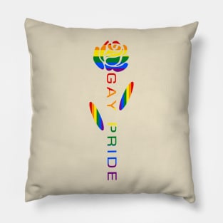 Gay Pride Flag Rose Flower Pillow