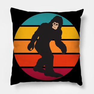 Big Foot Walking Retro Vintage Sunset Bigfoot Pillow