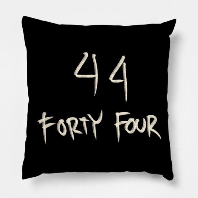 Hand Drawn Letter Number 44 Forty Four Pillow by Saestu Mbathi