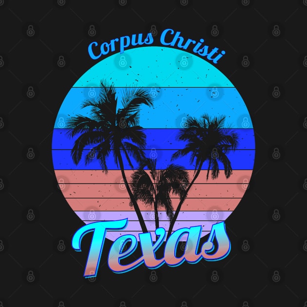 Corpus Christi Texas Retro Tropical Palm Trees Vacation by macdonaldcreativestudios