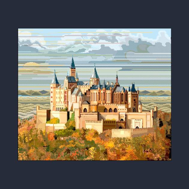 Burg Hohenzollern Pixel Art by ArchipicsStore