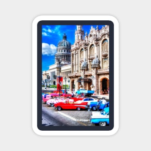 Havana National Theater & Capitol, Cuba, Havana, Cuba, Cars Magnet