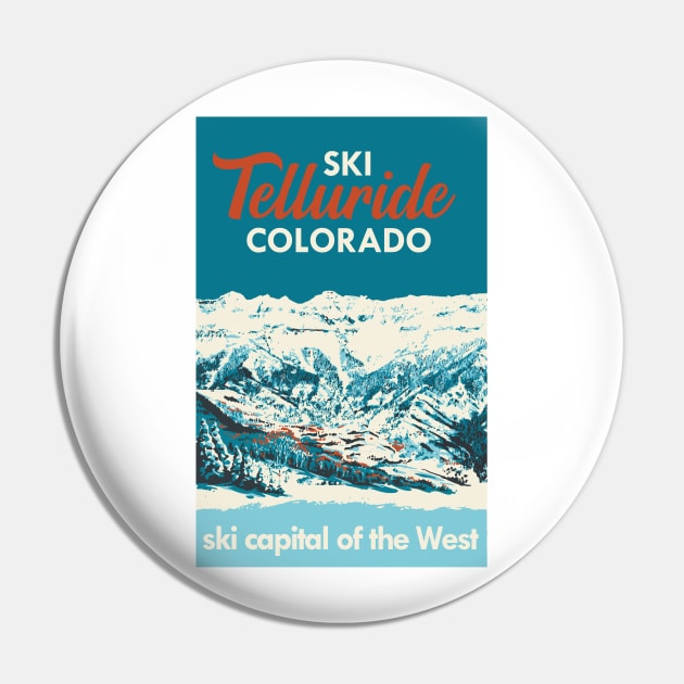 Ski Telluride Vintage Poster Pin by ROEDERcraft