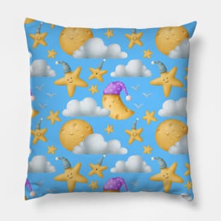 Sleeping pattern with cute stars and moons Pillow