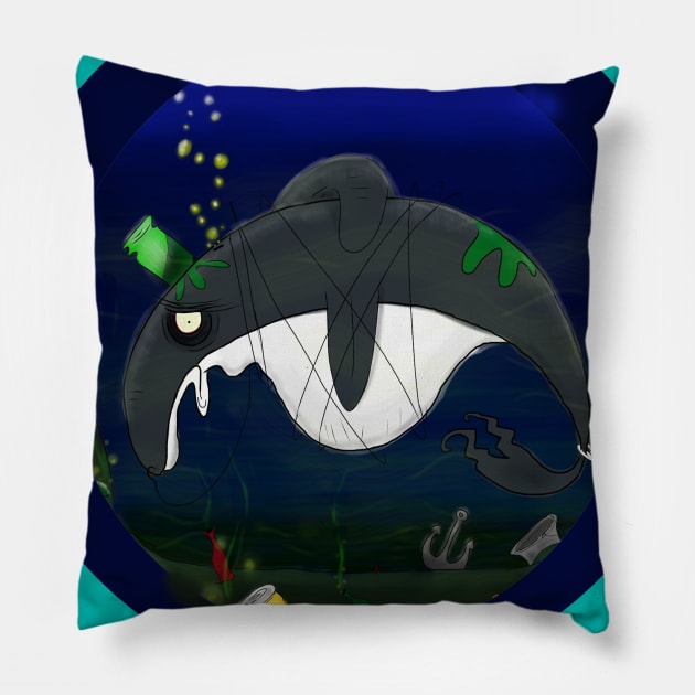 Dipper the Depressed Dolphin Pillow by madtownstudio3000