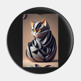 Cute Cat Portrait Paper Art Style Pin