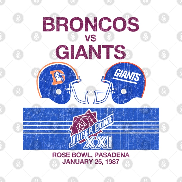 Broncos vs Giants 87  --- Vintage Faded Look Design by CultOfRomance
