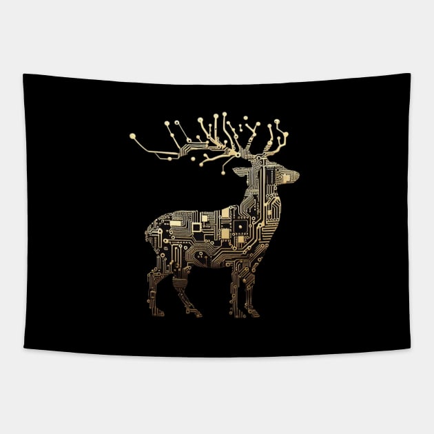 Motherboard Reindeer Tapestry by Merlyn Morris