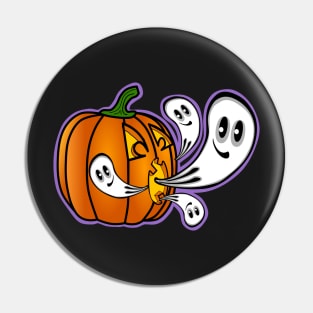 Funny Pumpkin Burping Kawaii Halloween Ghosts Pin