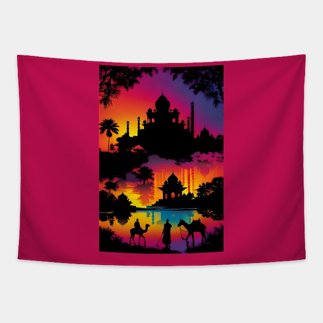 Tajmahal  riverbank Tapestry by Spaceboyishere