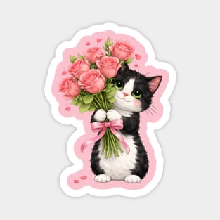 Kitten with Roses Magnet