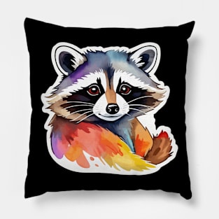 Raccoon Watercolor Pillow