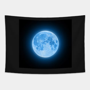 Blue Super Moon Glowing With Blue Halo Tapestry