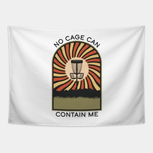 No Cage Can Contain Me | Disc Golf Vintage Retro Arch Mountains Tapestry