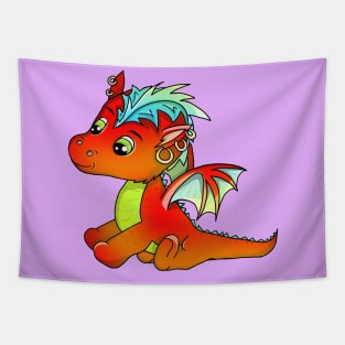 Cute cartoon punk baby dragon Tapestry