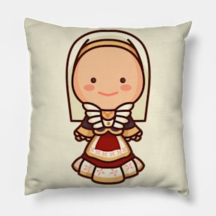 Cute Italian Sardinia Woman with Traditional Dress Pillow