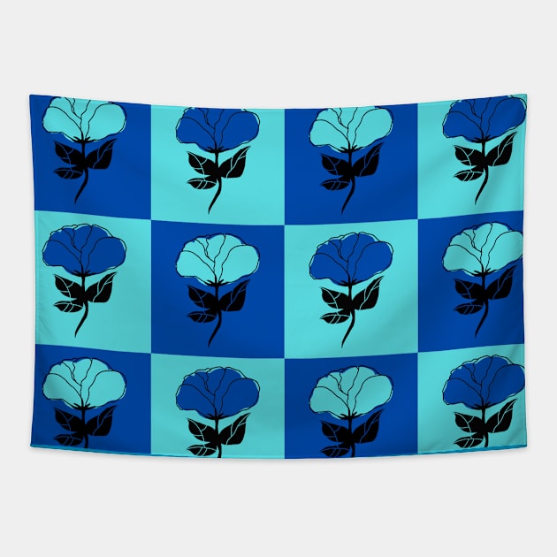 Blue Rose Flower Pattern Tapestry by TharuDilini