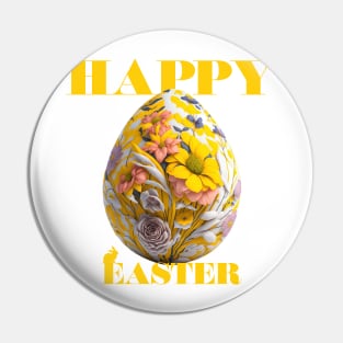 Happy Easter Egg Design with Floral Elements Pin