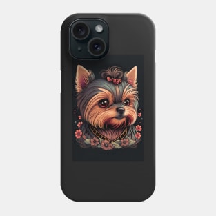 Super Cute Yorkshire Terrier Puppy Portrait - Japanese style Phone Case