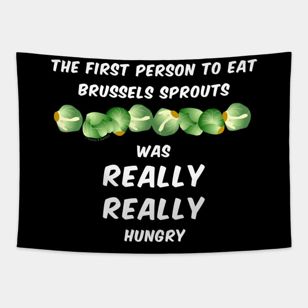Brussels Sprouts White Text Tapestry by Barthol Graphics