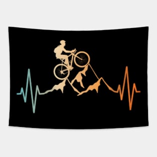 Retro Cycling Heartbeat Bicycle Mountain Bike Biking Tapestry