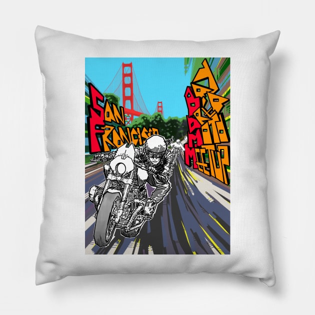 San Francisco Bay Area Moto Meetup Pillow by kees1117