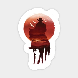 Red Sunset Cowboy Magnet