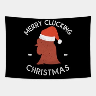 Merry Clucking Christmas Eve Pajama Funny Chicken Santa Pun Tapestry