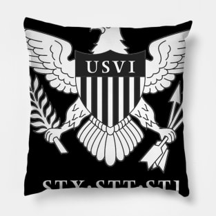 USVI FLAG - Virgin islands Flag B & W  - STT STX STJ Pillow