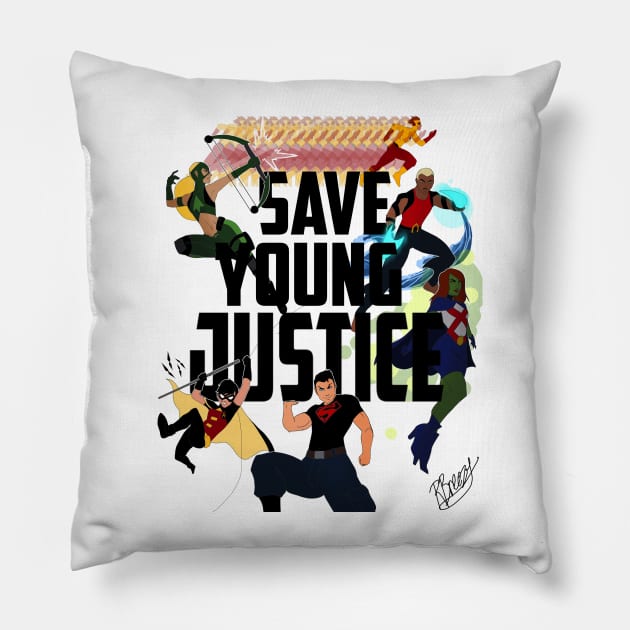 SAVE YOUNG JUSTICE PRINT by YOUNG JUSTICE NEEDS A SEASON 3 Pillow by Young Justice Needs A Season 3