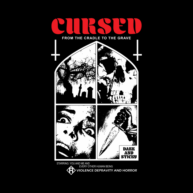 CURSED Horror T-shirt- Horror, Slasher, Metal, Giallo Shirt, Retro by Dark & Sticky