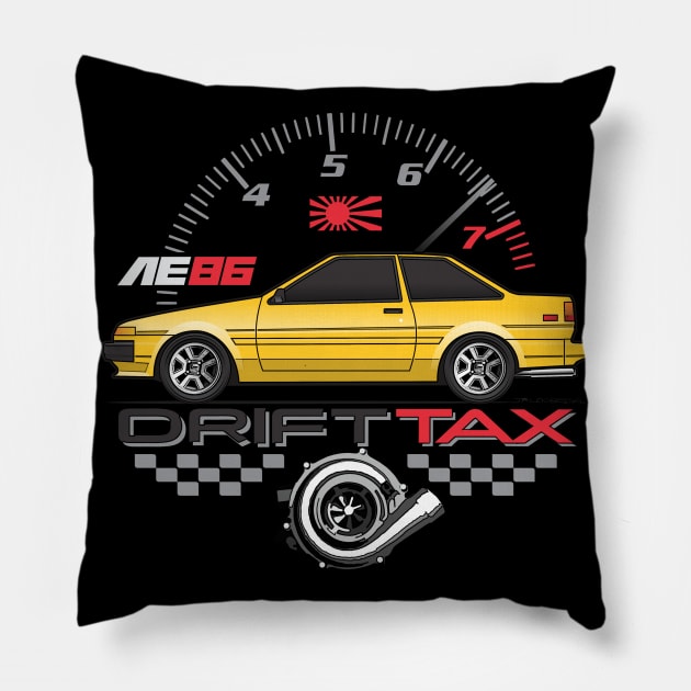 Yellow ae86-Drift Tax Pillow by JRCustoms44