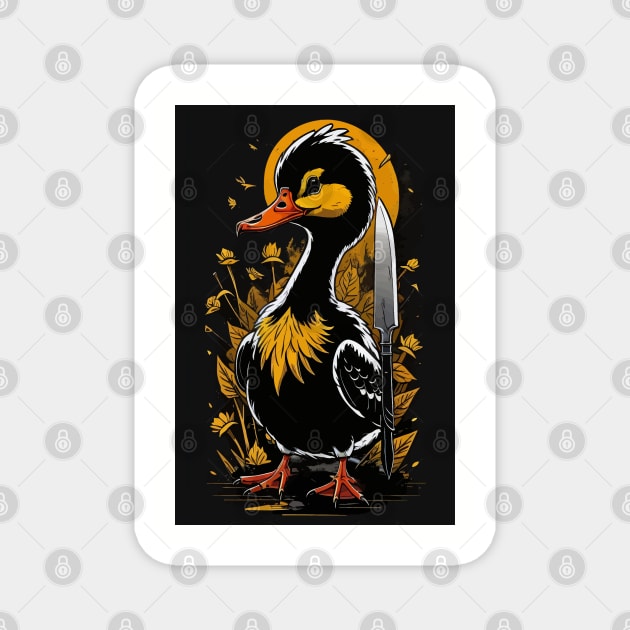 Black Goose with a knife Magnet by DeathAnarchy