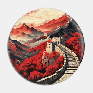 The Great Wall of China Vintage Poster Tourism Pin