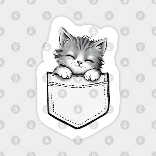 Pocket Cute Cat Magnet by Creatifly Graphic Tees